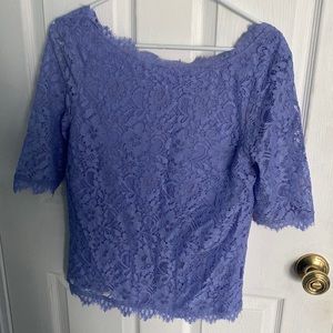 Lilac Pim + Larkin lace boatneck 3/4 sleeve top